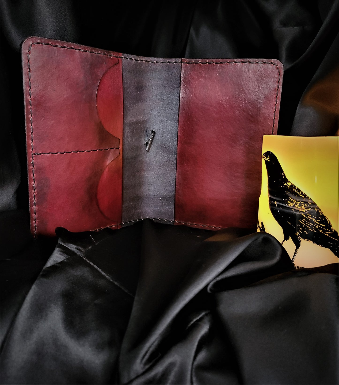A6 Travelers Notebook, Folio Style, Gothic Notebook Cover, Raven. Dark, Garnet, hobonichi techo cover