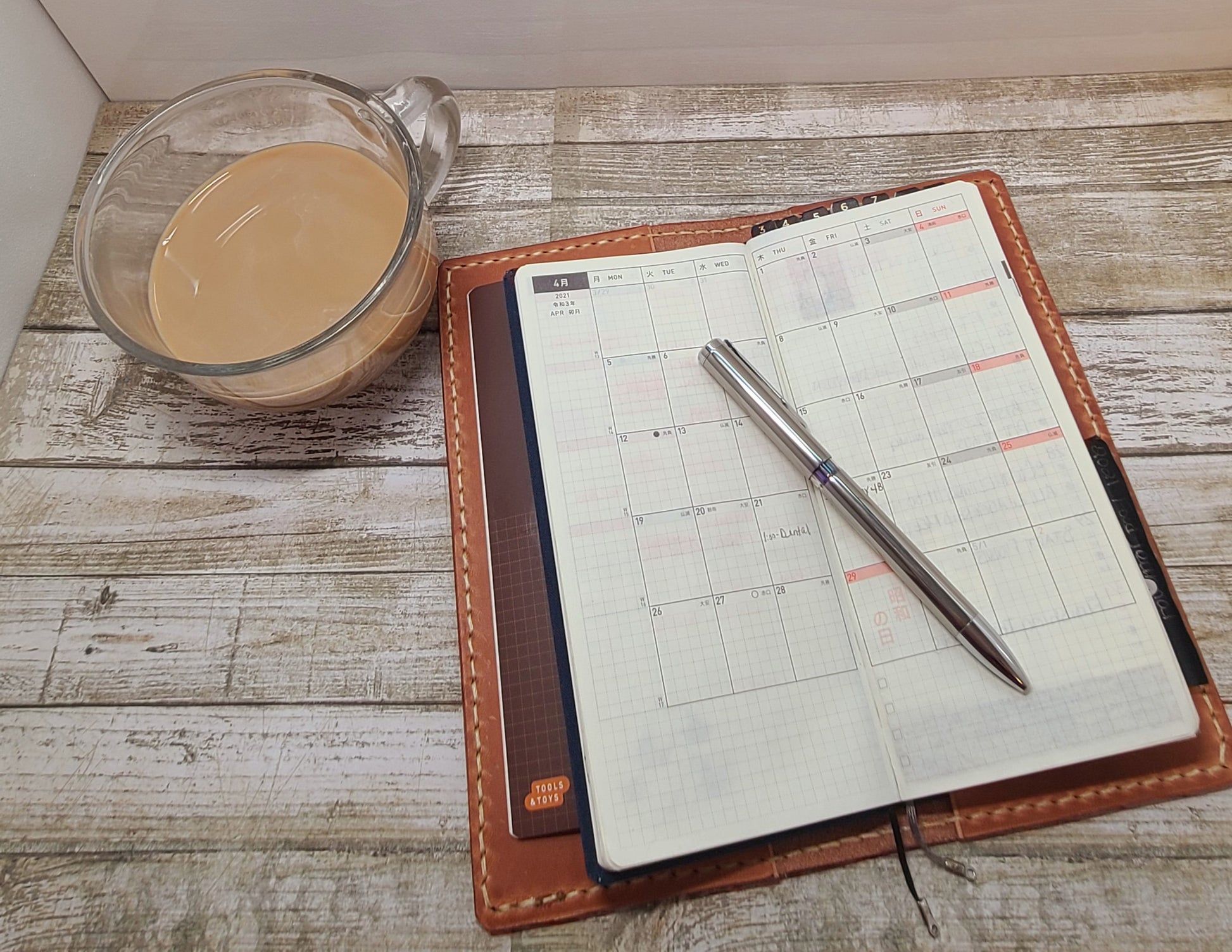 Hobonichi weeks and weeks mega cover, natural veg tanned leather, hand crafted, tan, folio style